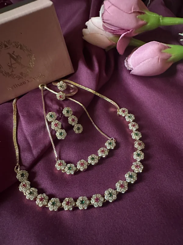 Floral Cascade ~ Green/Ruby - Image 2