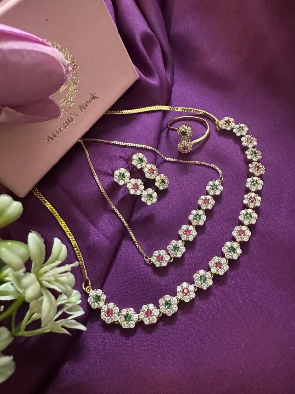 Floral Cascade ~ Green/Ruby - Image 3